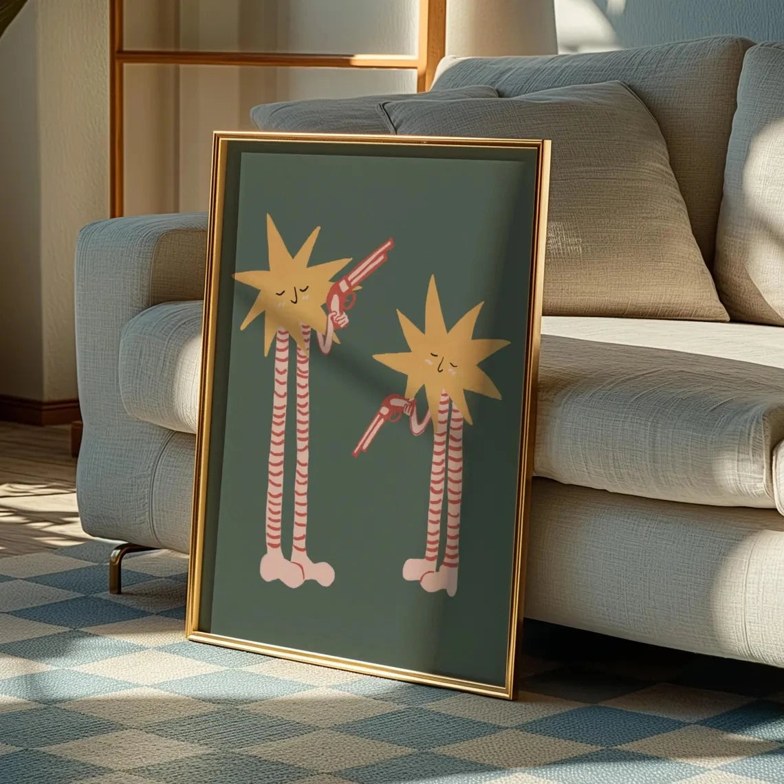 Funny Shooting Stars Wall Art Print – Whimsical Mid-Century Poster