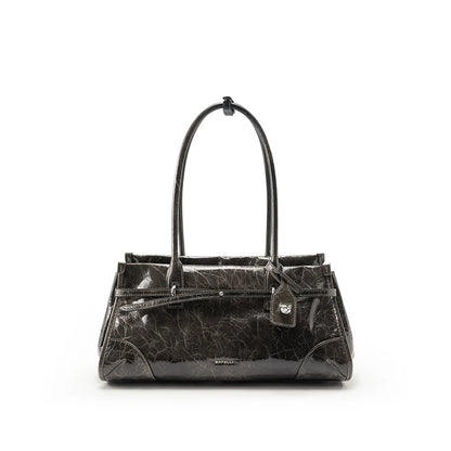 Saffiano Leather Vintage Tote Satchel with Detachable Strap