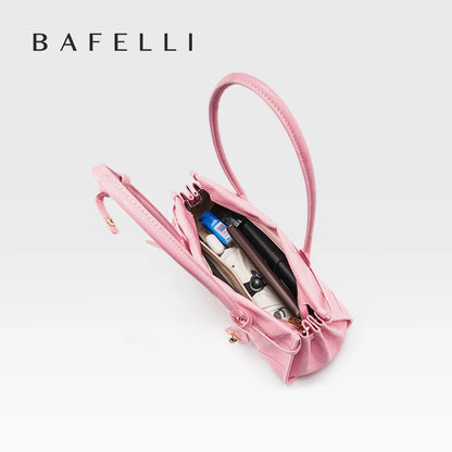 Saffiano Leather Shoulder Bag – Pink, Black & Beige