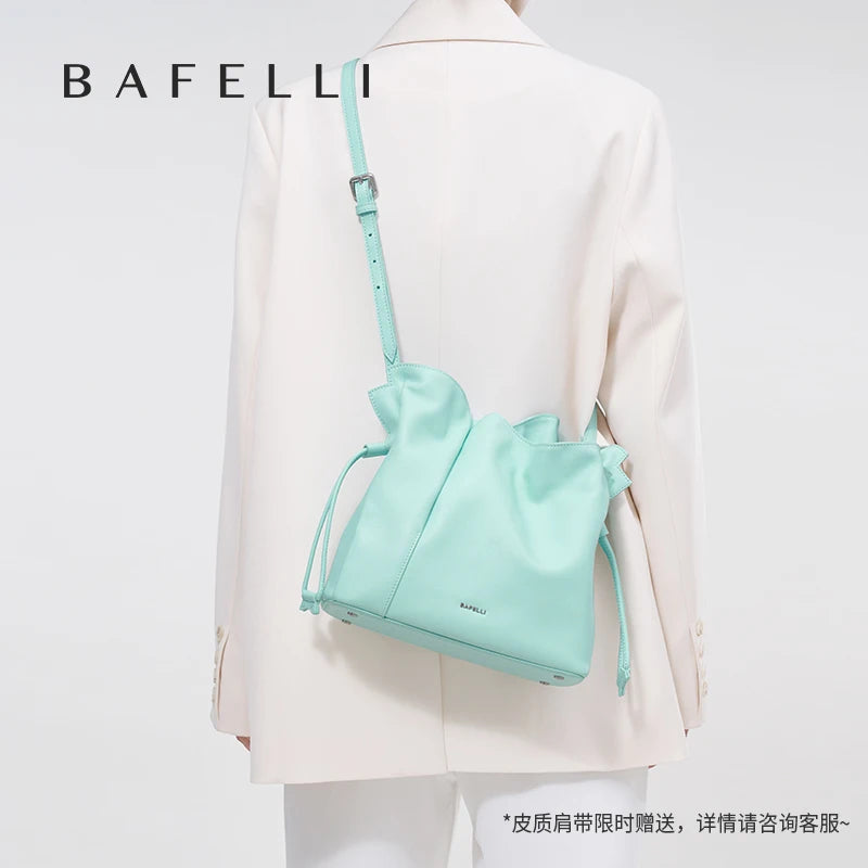 Leather Casual Bucket Shopper Shoulder Handbag