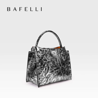 Cowhide Leather Rivet Handbag with Adjustable Crossbody Strap