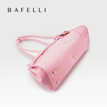 Saffiano Leather Shoulder Bag – Pink, Black & Beige