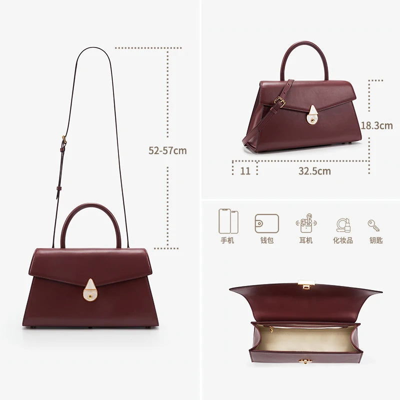 Genuine Leather Women's Handbag – Large Capacity Crossbody Tote