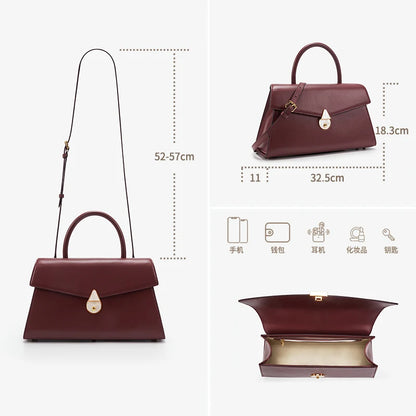 Genuine Leather Women's Handbag – Large Capacity Crossbody Tote