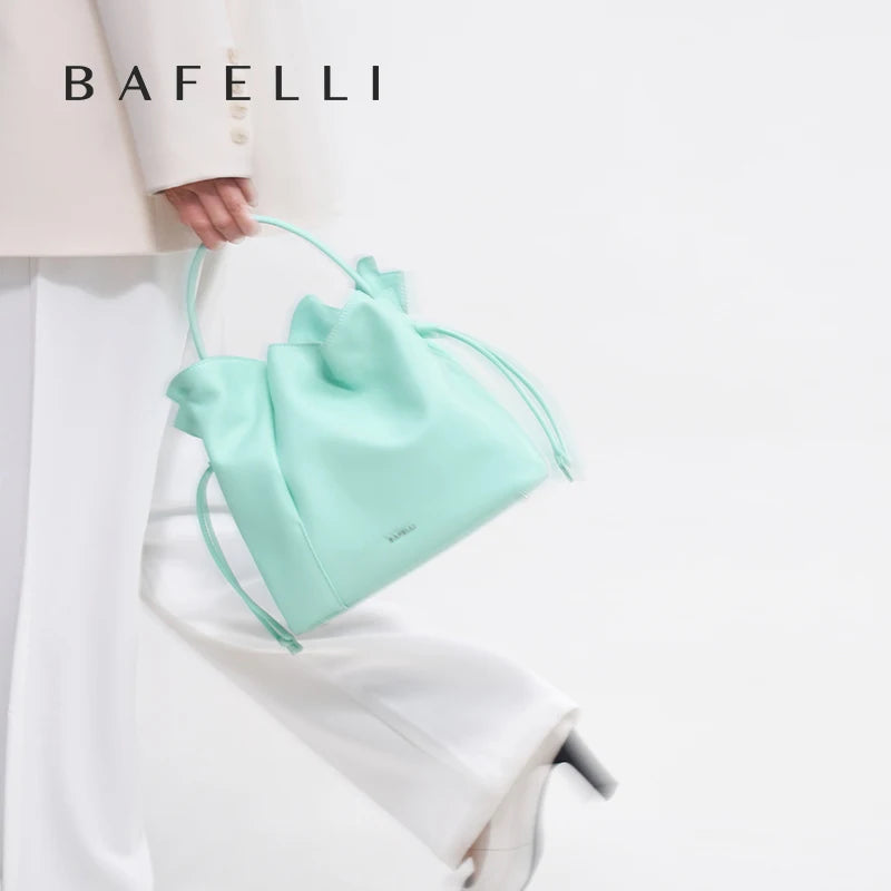 Leather Casual Bucket Shopper Shoulder Handbag