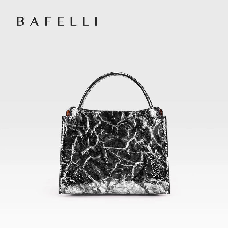 Cowhide Leather Rivet Handbag with Adjustable Crossbody Strap