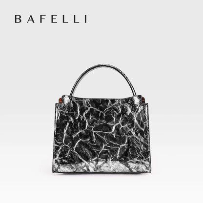 Cowhide Leather Rivet Handbag with Adjustable Crossbody Strap