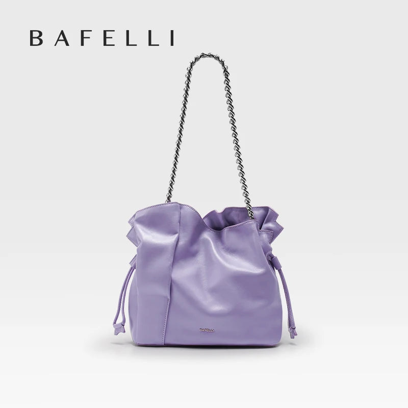 Leather Casual Bucket Shopper Shoulder Handbag