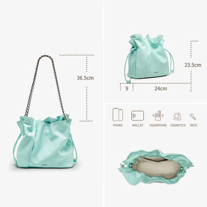 Leather Casual Bucket Shopper Shoulder Handbag