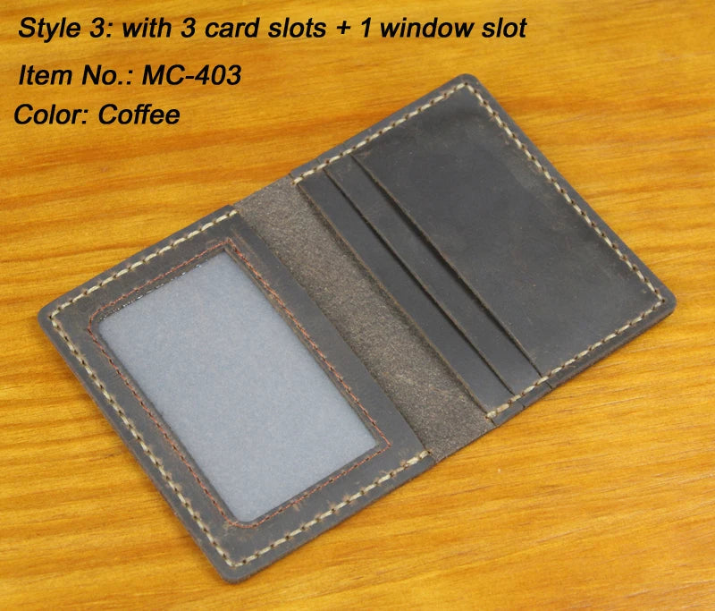 Handmade Crazy Horse Leather Card Holder – Slim Wallet