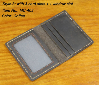 Handmade Crazy Horse Leather Card Holder – Slim Wallet