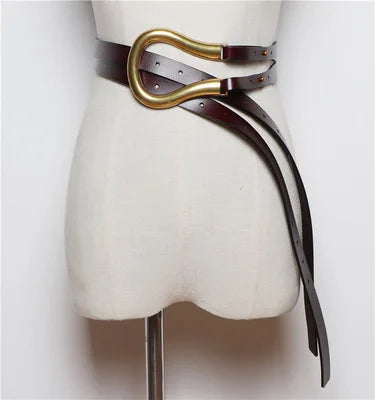 Women's Double Strap Belt with U-Buckle – Leather & PU Options