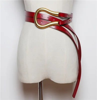 Women's Double Strap Belt with U-Buckle – Leather & PU Options