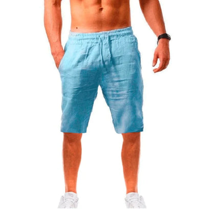 Men's Cotton Linen Shorts Breathable Drawstring Summer Pants