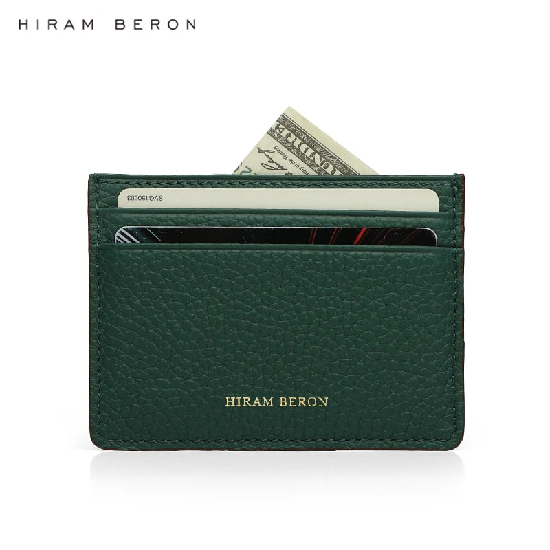 Hiram Beron Monogram Premium Pebble Leather Wallet Card Holder Women Man Case Dropship