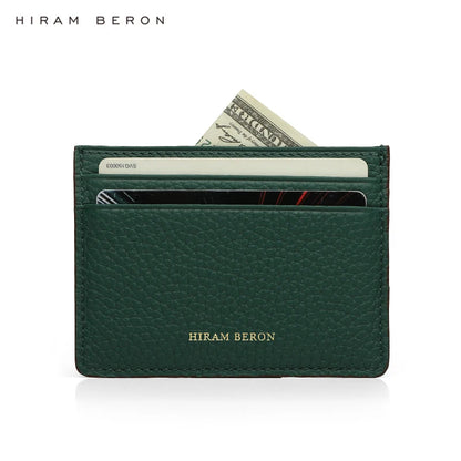 Hiram Beron Monogram Premium Pebble Leather Wallet Card Holder Women Man Case Dropship
