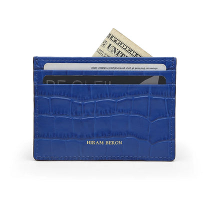 Hiram Beron Crocodile Pattern Leather Credit Card Holder & Compact Wallet