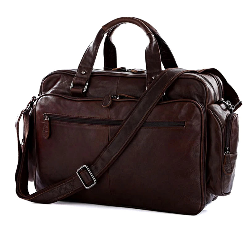 Genuine Leather Briefcase for Men – Oil Wax Large Laptop Shoulder Bag