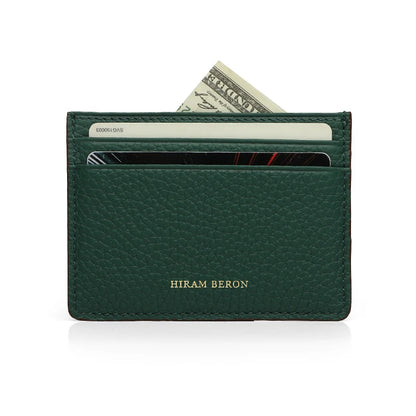 Hiram Beron Monogram Premium Pebble Leather Wallet Card Holder Women Man Case Dropship