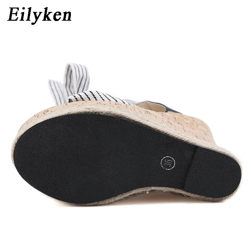 Eilyken Platform Wedge Sandals – Women's Lace-Up Ankle Strap Open Toe