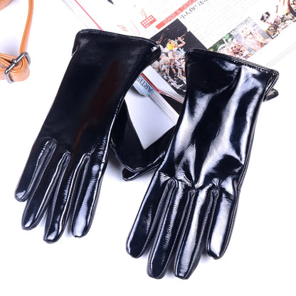 Women's Patent Leather Gloves – Touchscreen Winter Warm