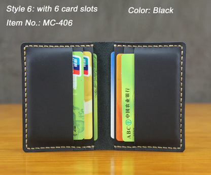 Handmade Crazy Horse Leather Card Holder – Slim Wallet