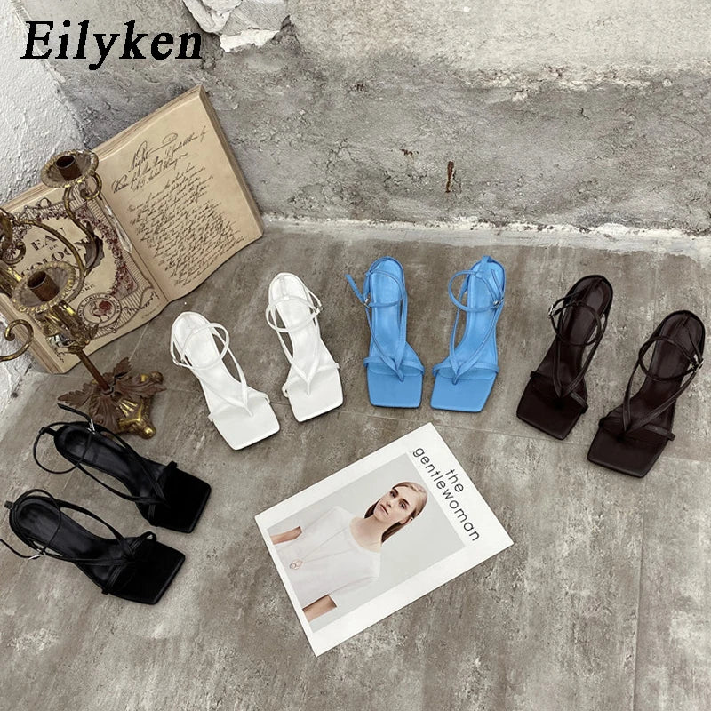 Eilyken Gladiator Sandals Heels Women Fall Best Street Look Females Square Head Open Toe Clip-On