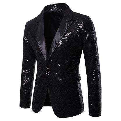 Men's Sequin Blazer Jacket – Glitter Party Suit Coat for Wedding & Stage