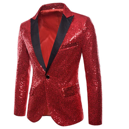 Men's Sequin Blazer Jacket – Glitter Party Suit Coat for Wedding & Stage