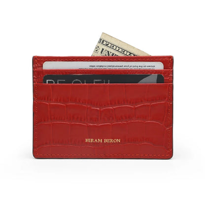 Hiram Beron Crocodile Pattern Leather Credit Card Holder & Compact Wallet