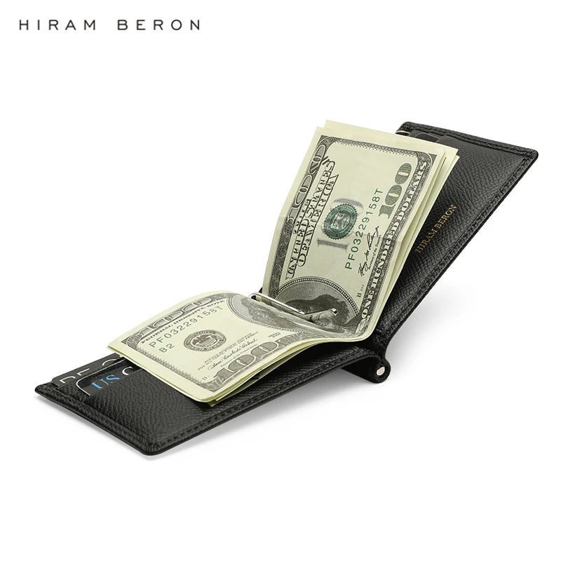 Genuine Leather Money Clip Wallet for Men