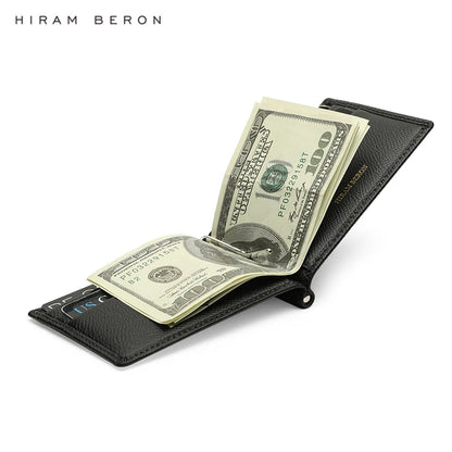 Genuine Leather Money Clip Wallet for Men