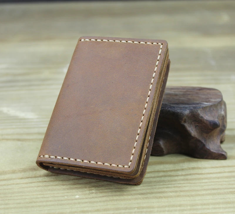 Genuine Leather Business Card Holder – Handmade Retro Wallet