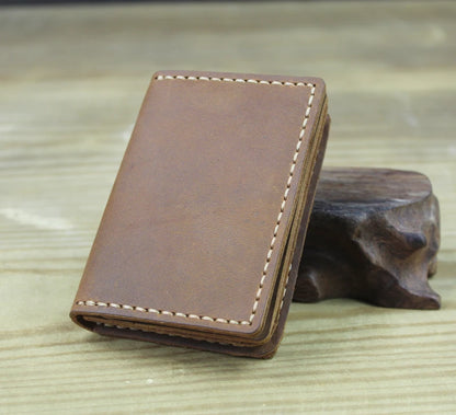 Genuine Leather Business Card Holder – Handmade Retro Wallet