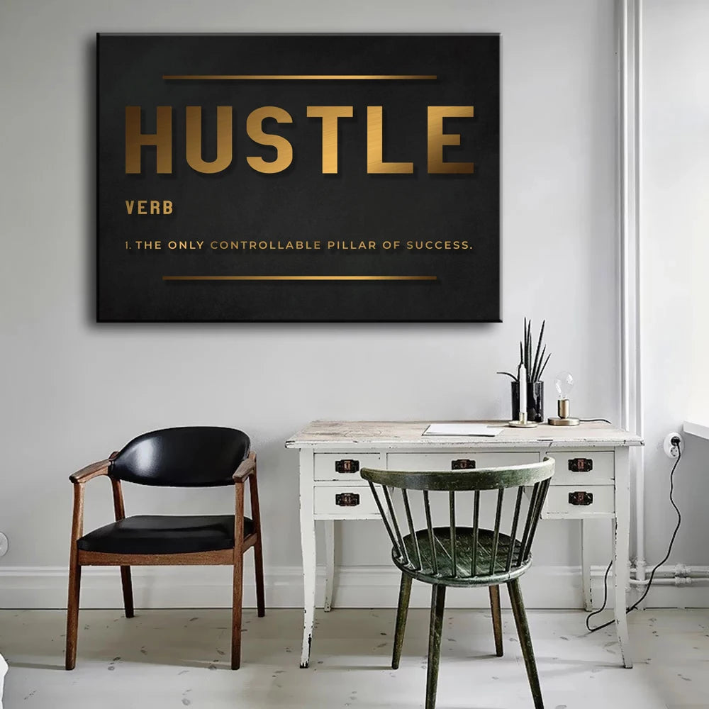 Motivational GRIT Poster – Hustle Passion Perseverance Wall Art Print