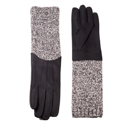 Leather & Knit Long Gloves Women – Mid-Length Opera Evening Gauntlet