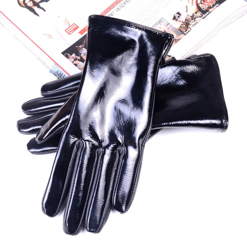 Women's Patent Leather Gloves – Touchscreen Winter Warm