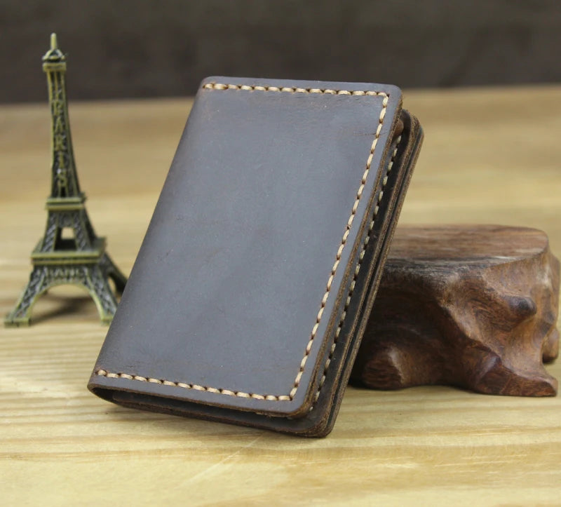 Genuine Leather Business Card Holder – Handmade Retro Wallet