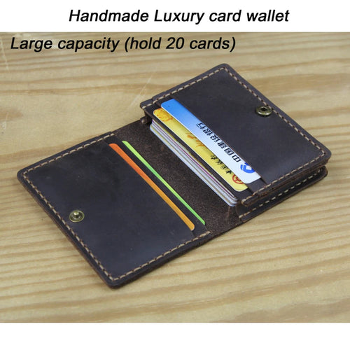 Genuine Leather Business Card Holder – Handmade Retro Wallet