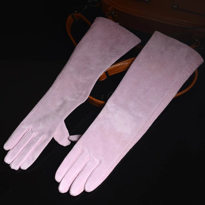 Women's Long Suede Leather Opera Gloves – Evening & Party Wear