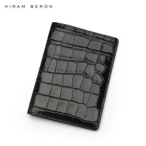 Hiram Beron Personalized Passport Cover Luxury Anti Rfid Leather Embossed Crocodile Pattern Wallet