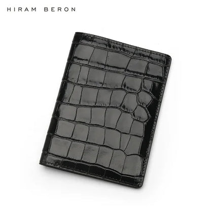 Hiram Beron Personalized Passport Cover Luxury Anti Rfid Leather Embossed Crocodile Pattern Wallet
