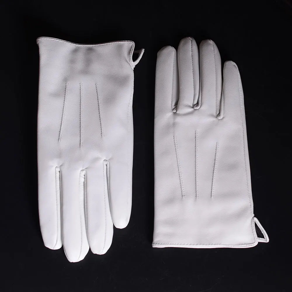 Men's White Genuine Leather Ceremonial Dress Gloves