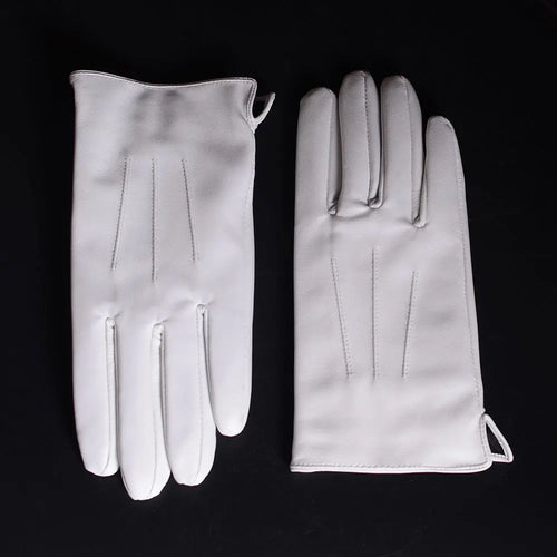 Men's White Genuine Leather Ceremonial Dress Gloves