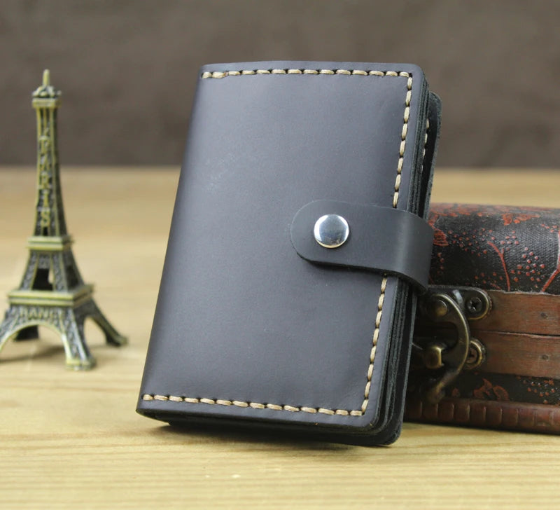 Handmade Vintage Crazy Horse Leather Card Holder Wallet