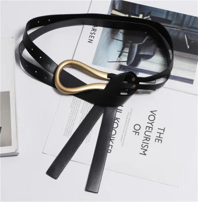 Women's Double Strap Belt with U-Buckle – Leather & PU Options