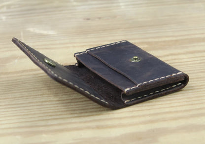 Handmade Genuine Leather Card Wallet – Slim Bifold Purse