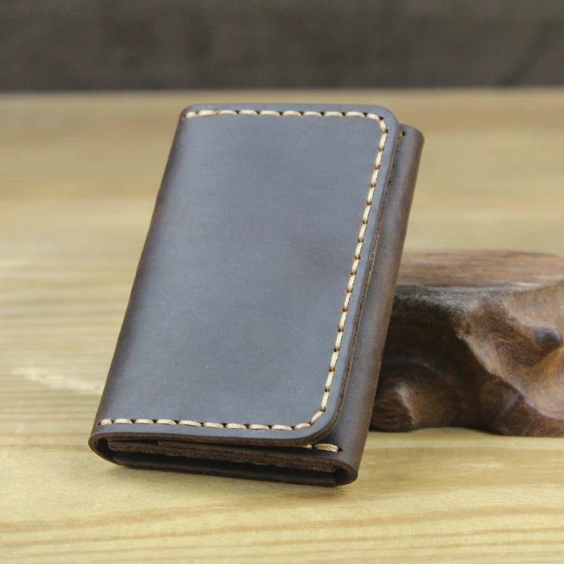Handmade Genuine Leather Card Wallet – Slim Bifold Purse