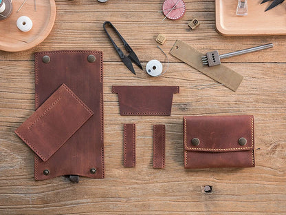 Handmade Crazy Horse Leather Card Holder Wallet with Engraving