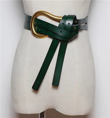 Women's Double Strap Belt with U-Buckle – Leather & PU Options